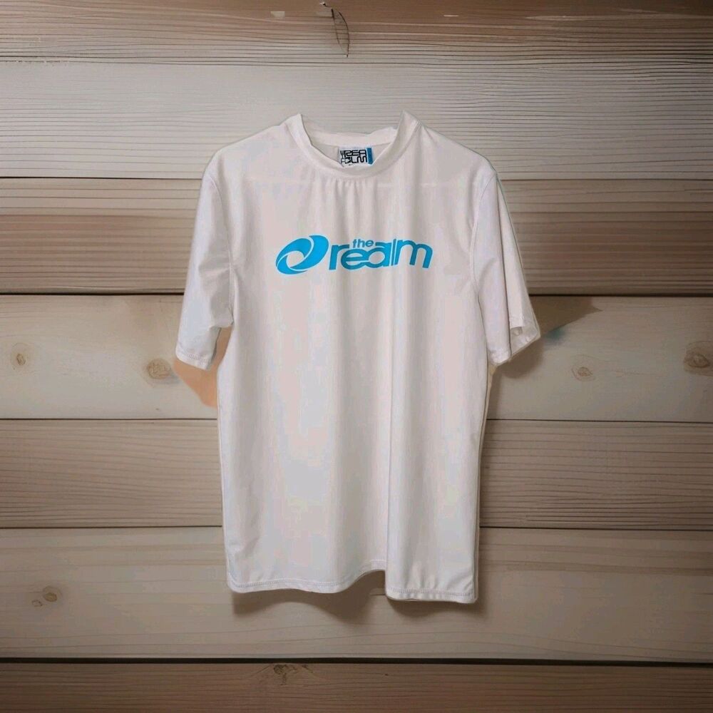 The Realm Mens Swim Tee Quick Dry Four Way Stretch Crew Neck Size Large